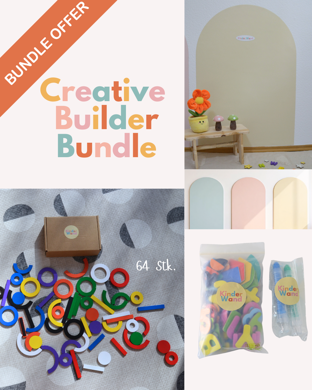 Creative Builder Bundle – Magnetische Rebo Shapes, Buchstaben und Zahlen für kreatives Bauen und Lernen