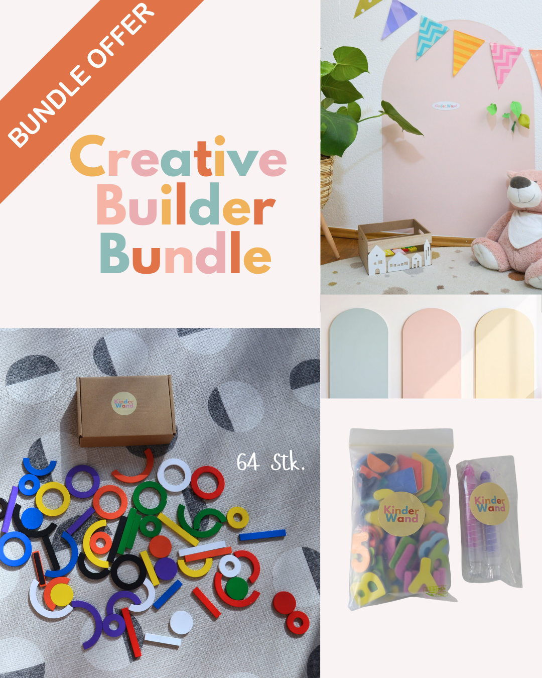Creative Builder Bundle – Magnetische Rebo Shapes, Buchstaben und Zahlen für kreatives Bauen und Lernen