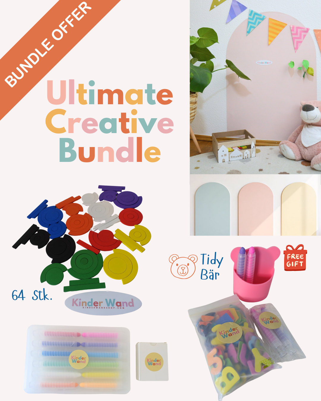 Ultimate Creative Bundle – Komplettset mit magnetischen Wandstickern, Stiften, Formen und Buchstaben für grenzenlosen Spielspaß