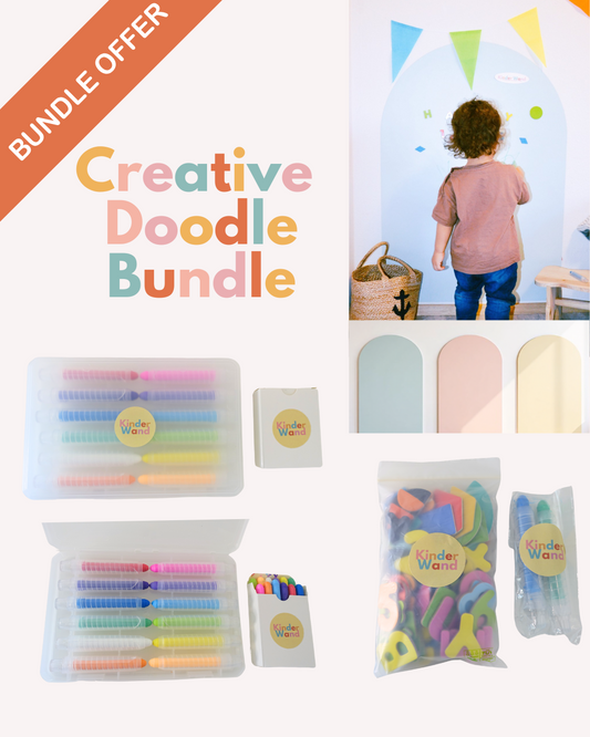 Creative Doodle Bundle – Magnetische Wandsticker, Stifte und Nachfüllset für kreatives Zeichnen und Spielen 