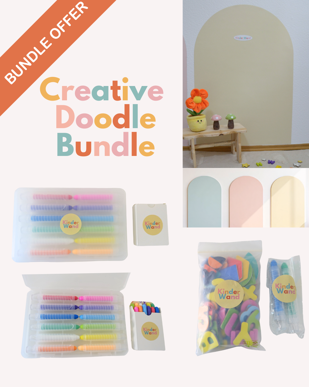 Creative Doodle Bundle – Magnetische Wandsticker, Stifte und Nachfüllset für kreatives Zeichnen und Spielen