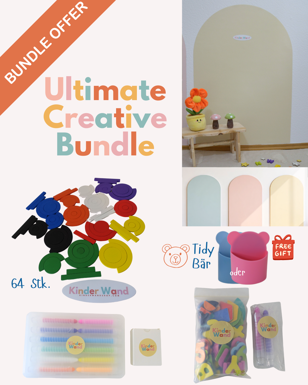 Ultimate Creative Bundle – Komplettset mit magnetischen Wandstickern, Stiften, Formen und Buchstaben für grenzenlosen Spielspaß

